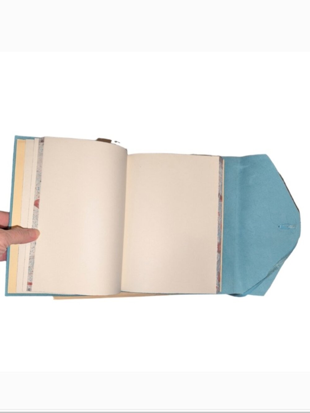 New Papyrus "Blue Porcelain" Bound Leather Journal, New In Boxl